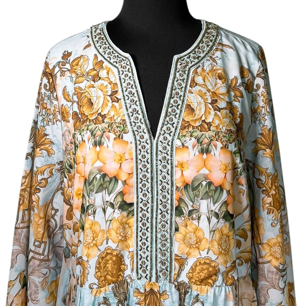 Soft Surroundings Womens XL Floral Baroque Maxi Boho Peasant Embroidered Tiered - Picture 4 of 10